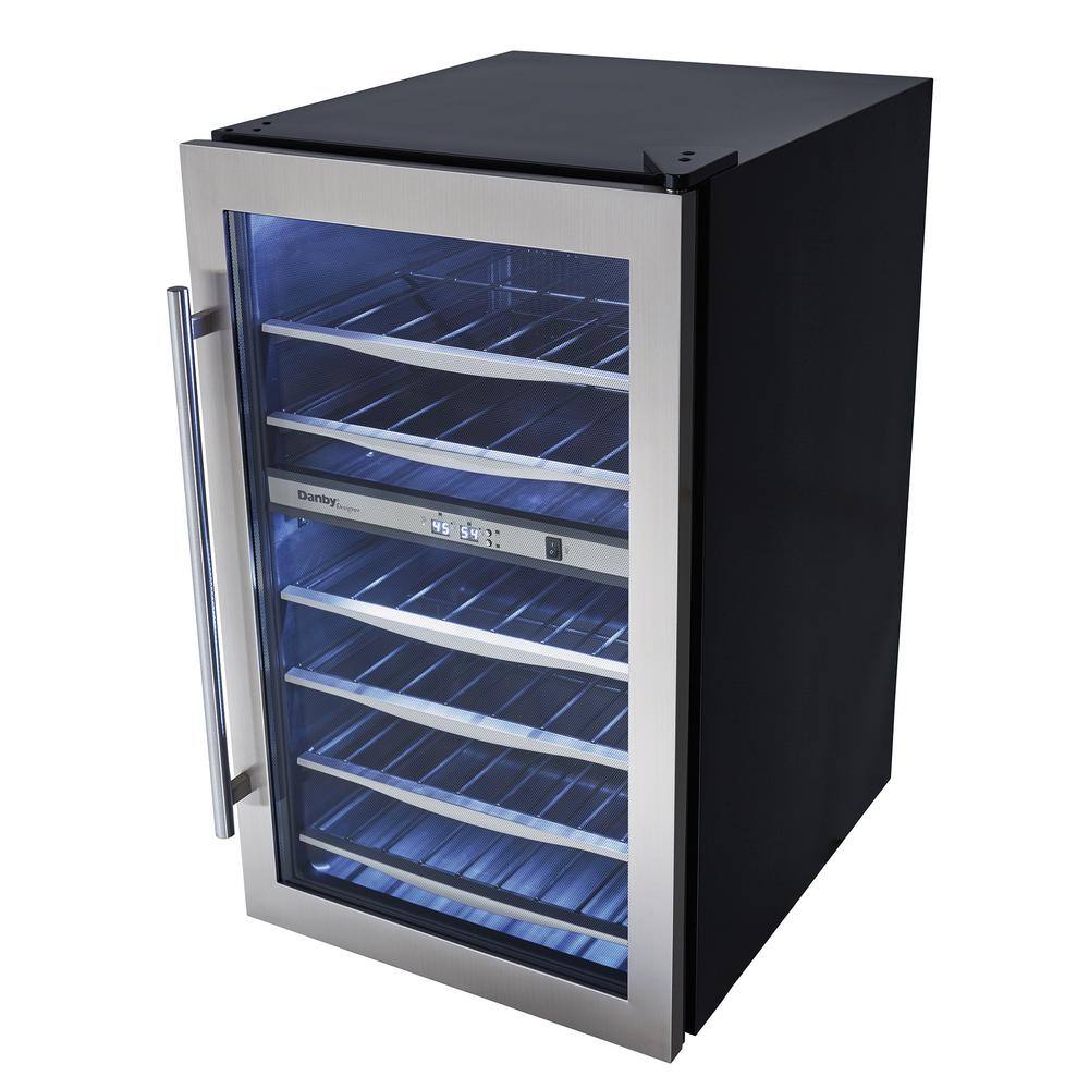 Danby Designer 19.44 in. 38-Bottle Freestanding Dual-Zone Wine Cooler DWC040A3BSSDD