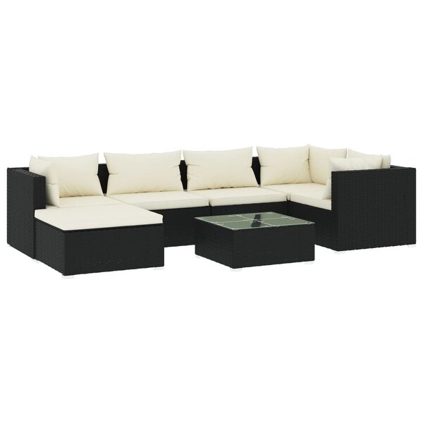 vidaXL Patio Lounge Set Outdoor Sectional Sofa Set Table Garden Poly Rattan