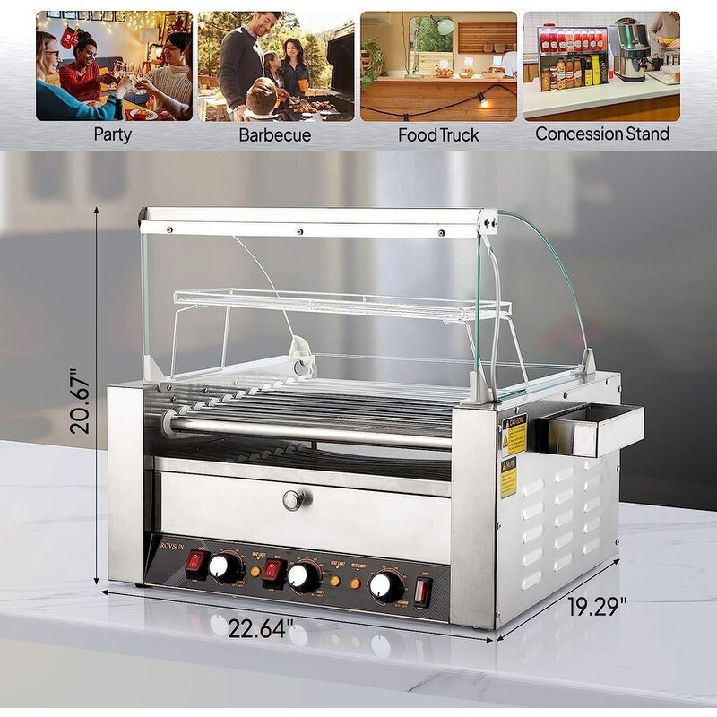 Electric Stainless Steel Hot Dog Grill Cooker Machine