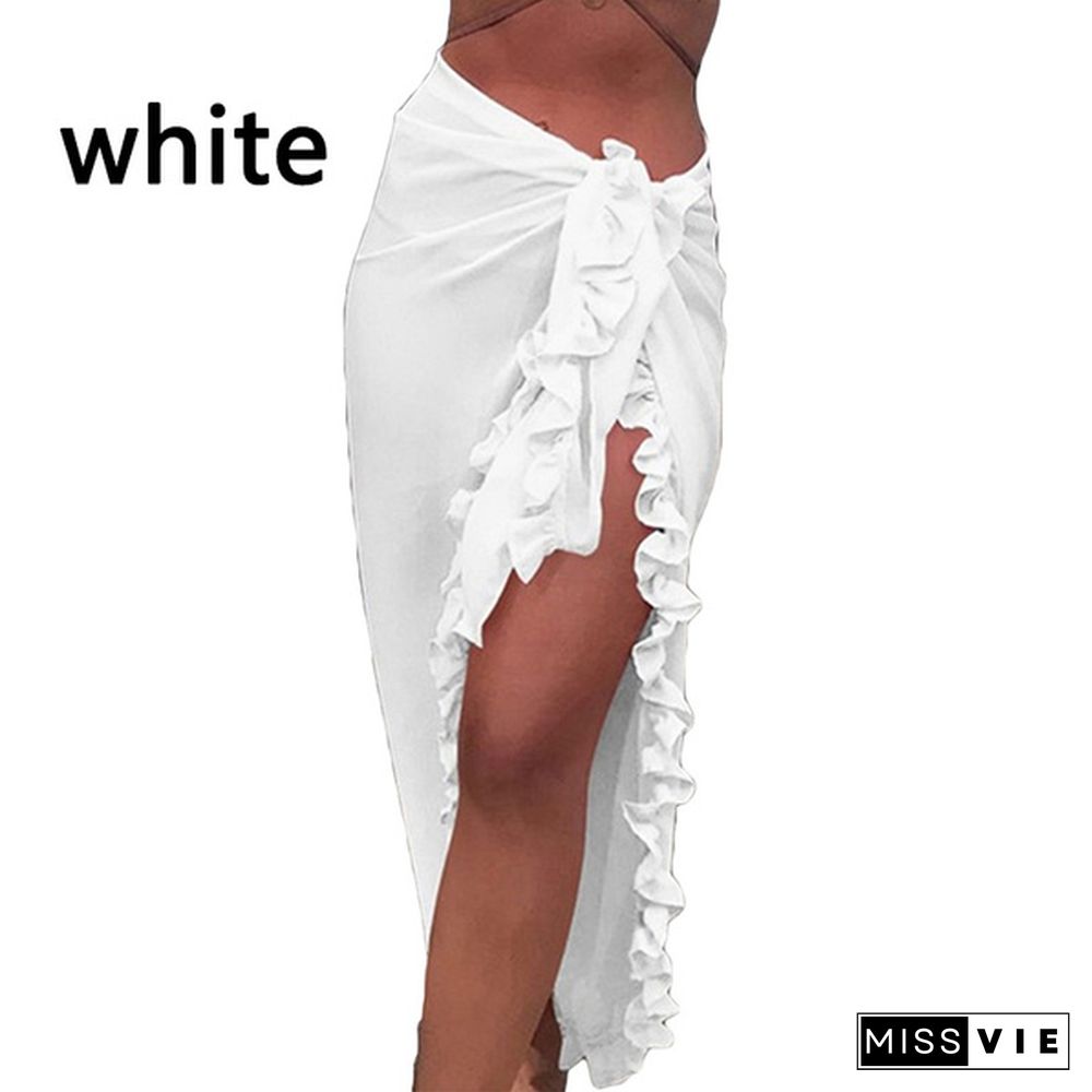 Women Fashion Summer Beach Ruffles Bikini Cover Up Chiffon Wrap Skirts