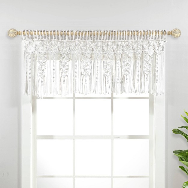 Boho Macrame Textured Cotton Window Valance White Lush D cor