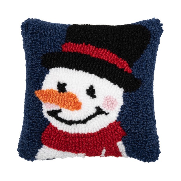 X 8 quot Christmas Winter Snowman Wishes Snowman Face On Black Background Petite Accent Hooked Pillow