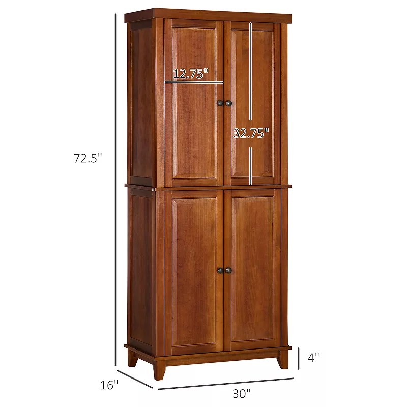 Homcom 72.5 Pinewood Large Kitchen Pantry Storage Cabinet， Mahogany