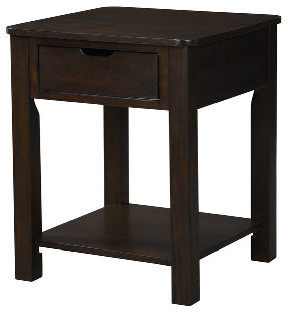 Flora Dark Brown MDF End Table With Drawer   Transitional   Side Tables And End Tables   by Lilola Home  Houzz