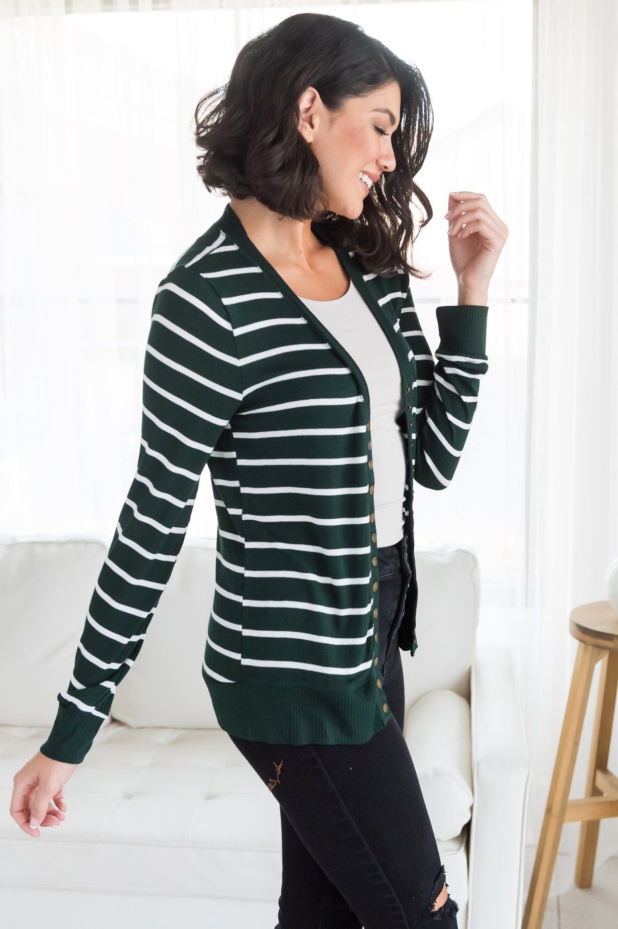 Striped Sweetheart Modest Cardigan