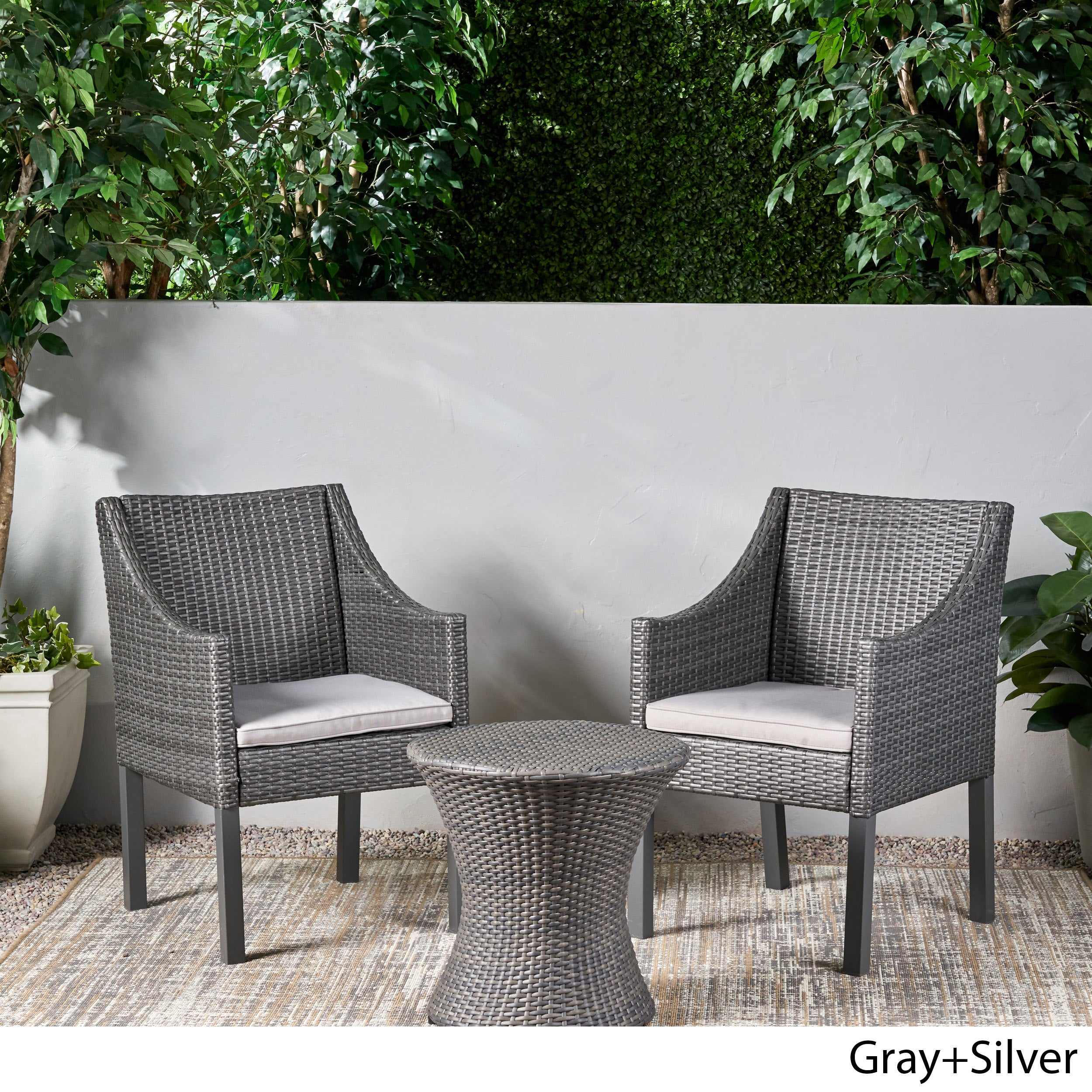 Janet Outdoor 3 Piece Wicker Chat Set