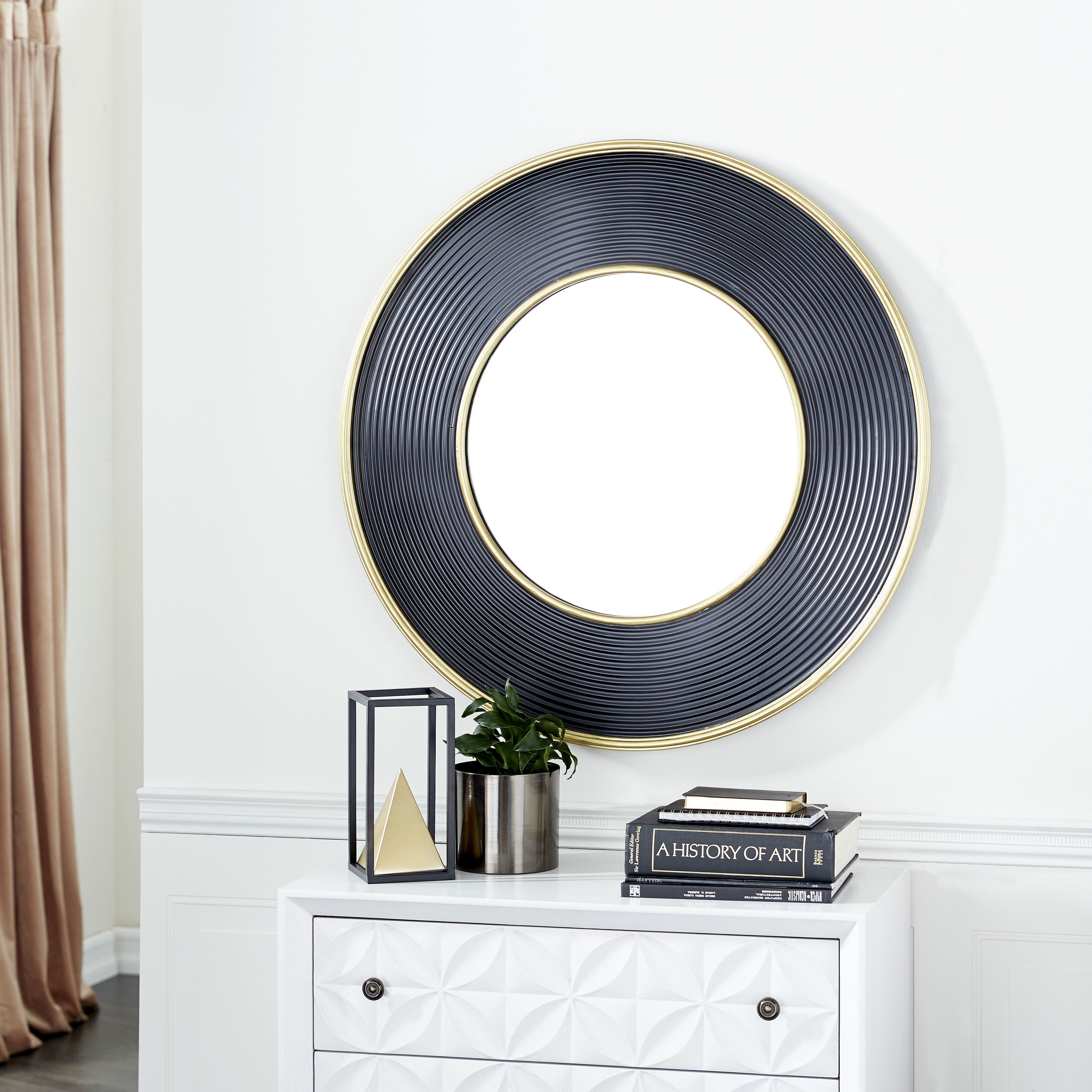 CosmoLiving by Cosmopolitan Black Modern Metal Wall Mirror 35 x 35