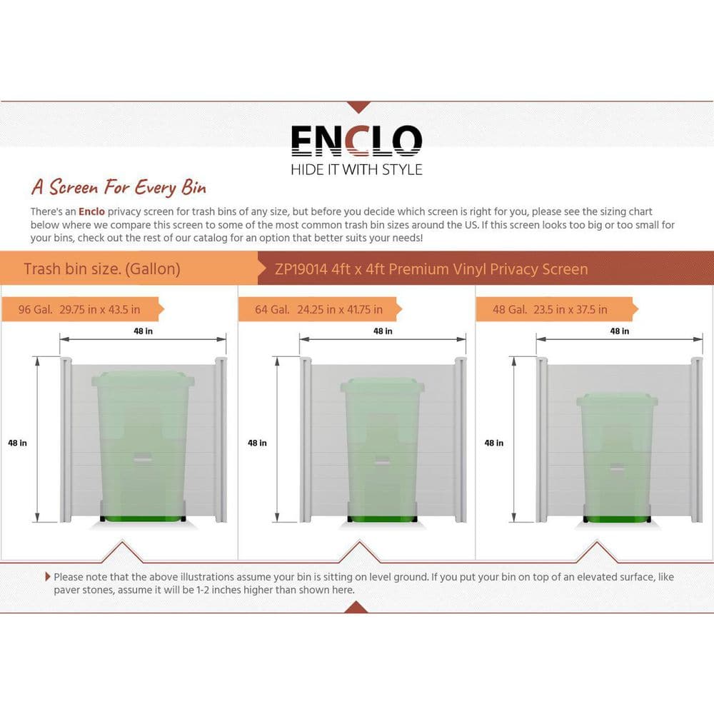 Enclo Privacy Screens 4 ft. x 4 ft. Premium White Vinyl Privacy Fence Panel Screen Enclosure ZP19014