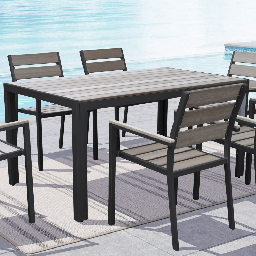 CorLiving Gallant Sun Bleached Black Outdoor Dining Table   Transitional   Outdoor Dining Tables   by CorLiving Distribution LLC  Houzz