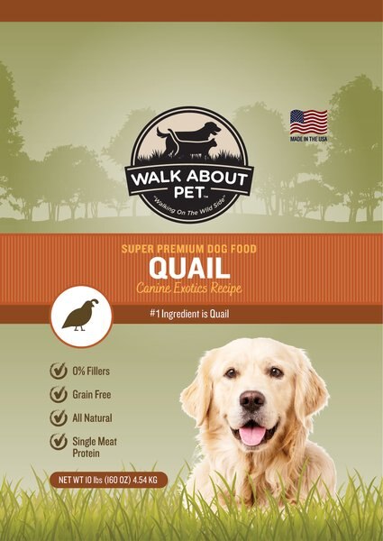 Walk About Quail Canine Exotics Recipe Super Premium Dry Dog Food， 10-lb bag