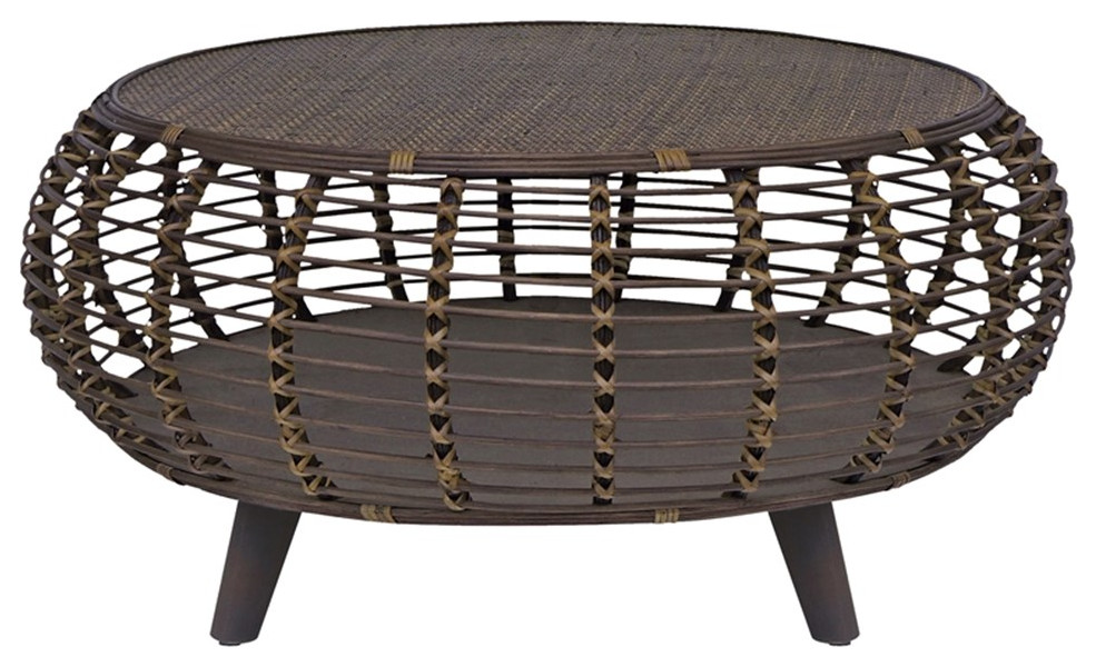 Gallerie Decor Java Transitional Rattan Coffee Table in Espresso   Tropical   Coffee Tables   by Homesquare  Houzz