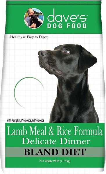 Dave's Pet Food Dave's Delicate Formula Bland Lamb Meal and Rice Flavored Dry Dog Food， 26-lb bag