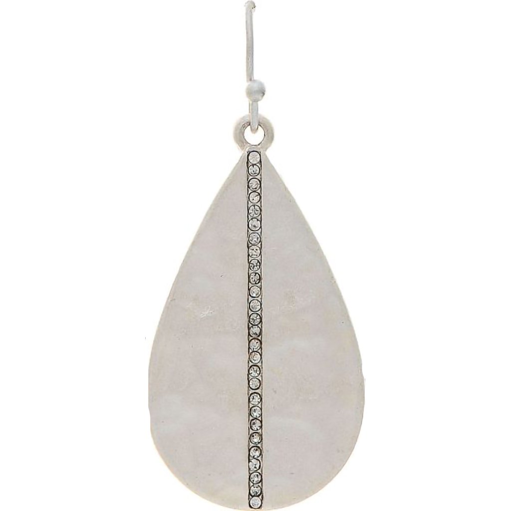 Rain   Matte Silver Crystal Stripe Teardrop Earring