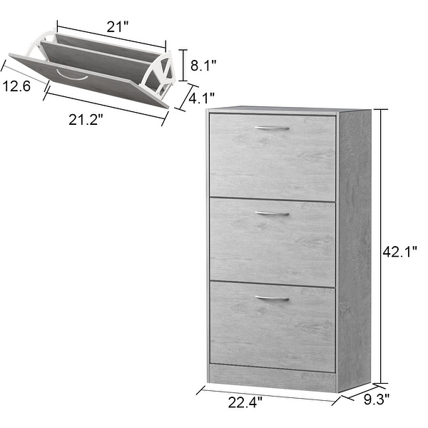 Modern Shoe Storage Cabinet for Entryway， 2 Tier Floor Shoes Cabinet - - 35444446