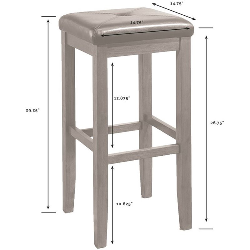 UPHOLSTERED SQUARE SEAT BAR STOOL IN VINTAGE MAHOGANY FINISH WITH 29 INCH SEAT HEIGHT. (SET OF TWO)