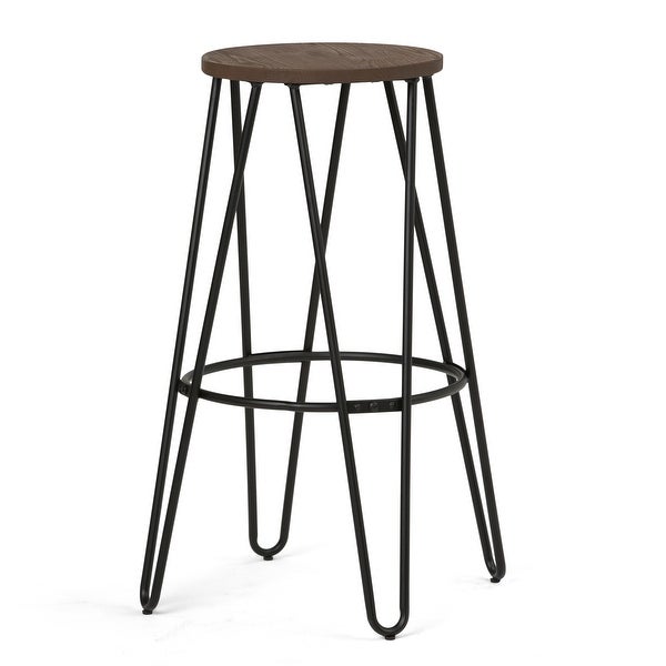 WYNDENHALL Kendall Industrial Metal Counter Height Stool with Wood Seat