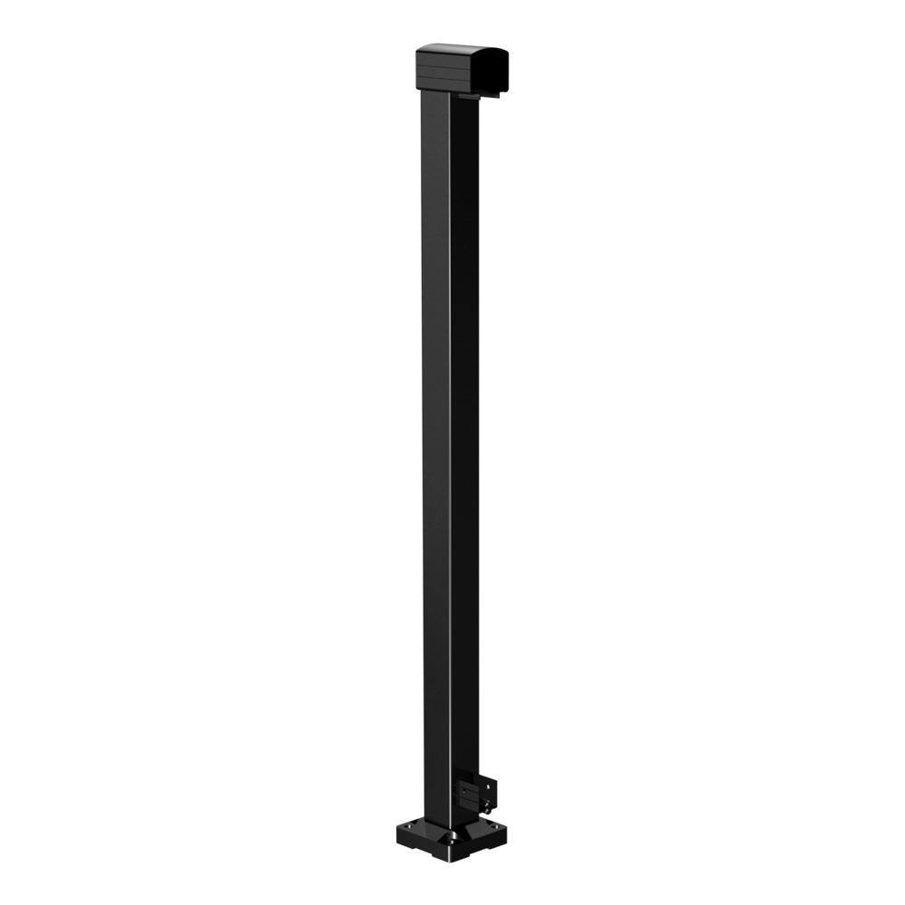 Peak Aluminum Railing 2 in. x 42 in. Black Aluminum Deck Railing End Post 50001