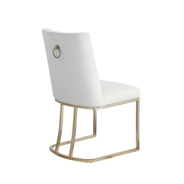 Velvet Upolstered Dining Chairs， Gold Metal Legs (Set of 2)