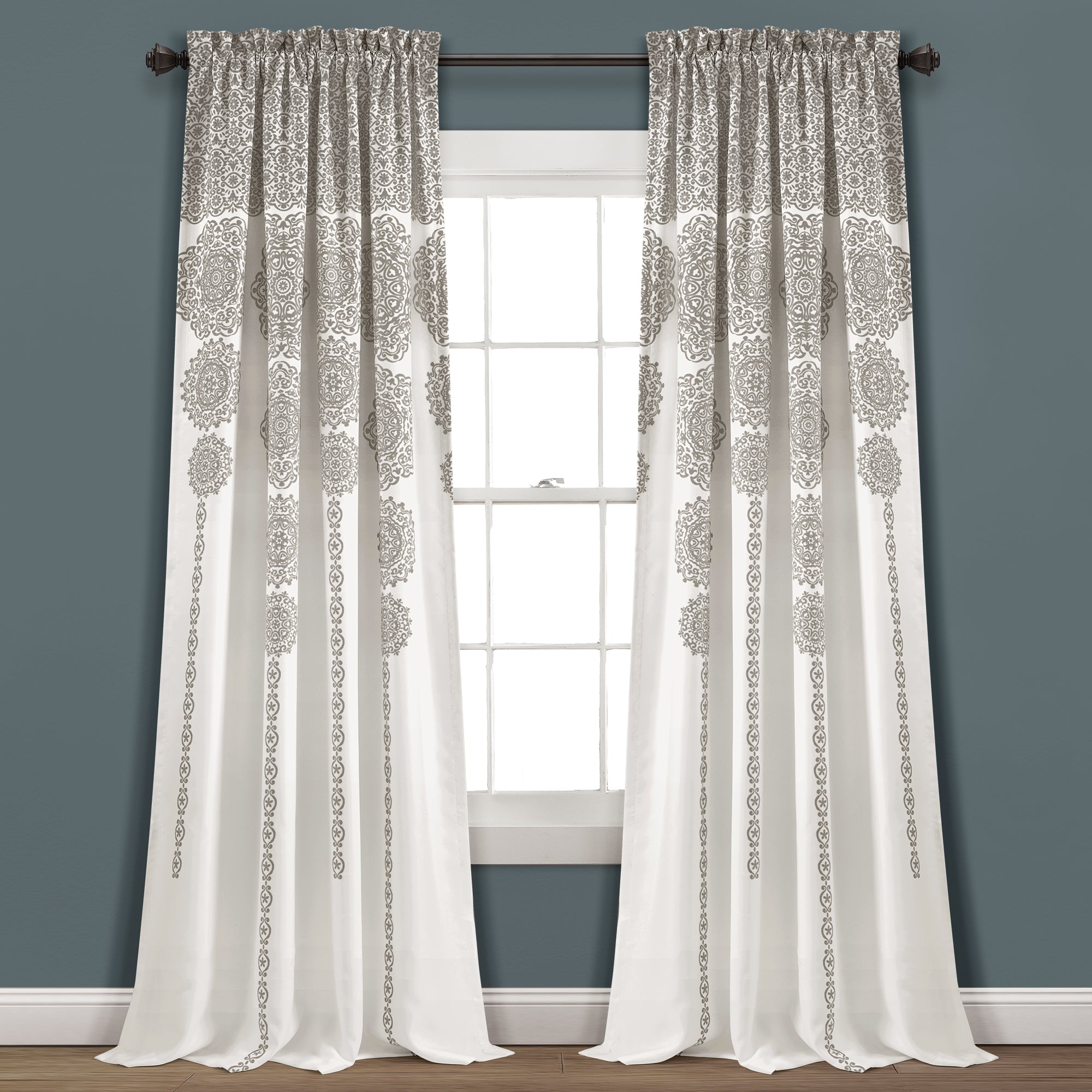 Stripe Medallion Light Filtering Window Curtain Set