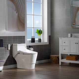 WOODBRIDGE Marsala I 1-Piece 1.1GPF1.6 GPF Dual Flush Elongated Toilet with Advance Smart Bidet Toilet in White HT0041