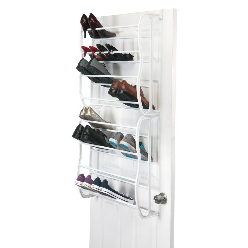 Simplify 71 in. H 36-Pair White Polypropylene Hanging Shoe Organizer 23197