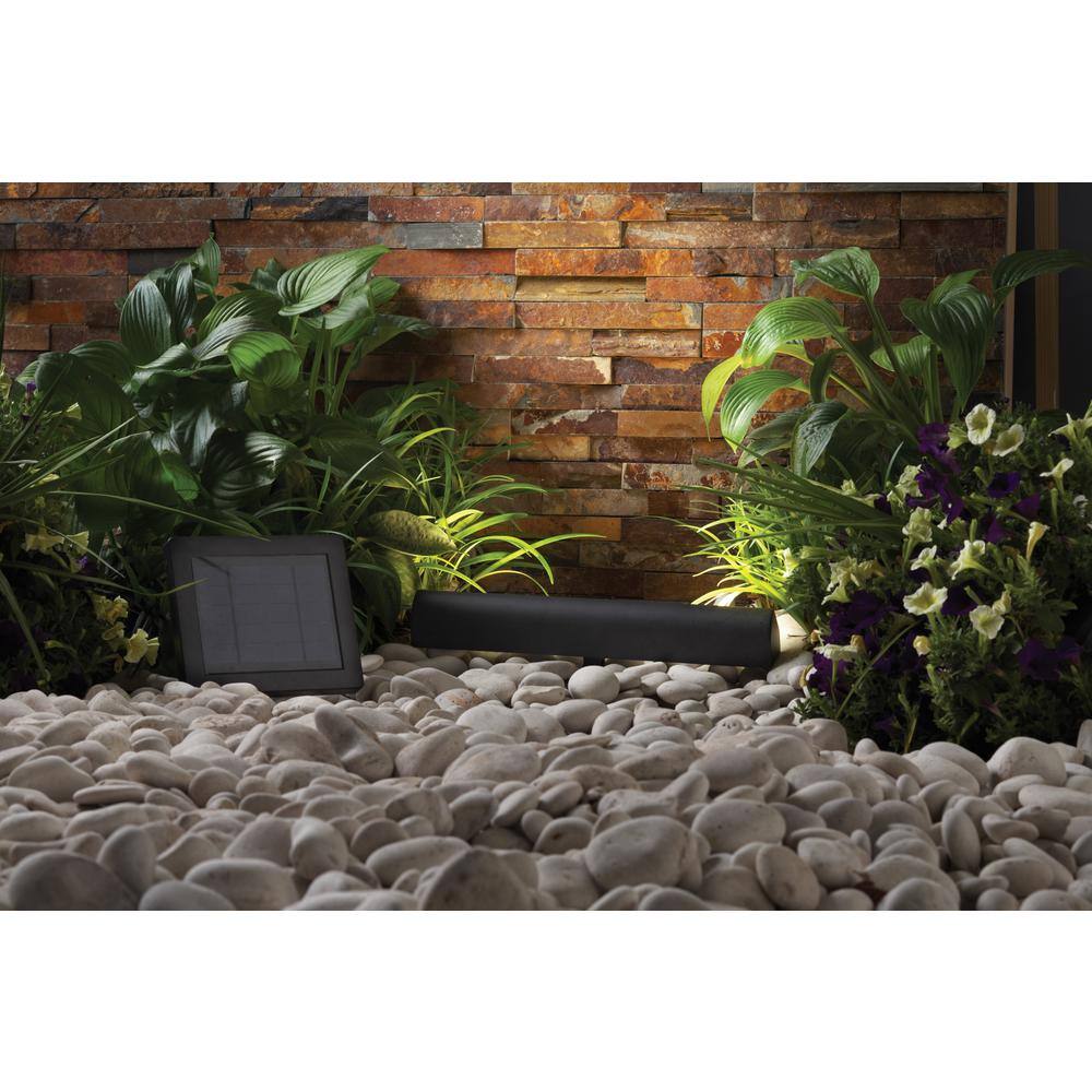 Hampton Bay Solar Black Outdoor Integrated LED Landscape Wall Wash Spot Light 49975