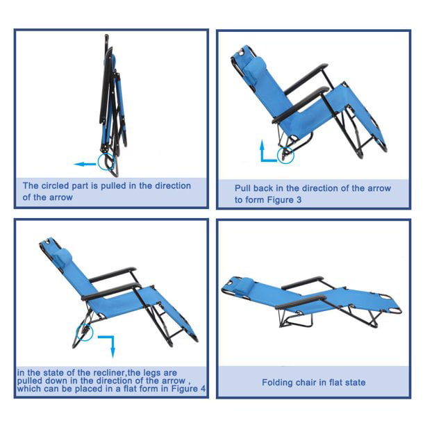 GOODWORLD Portable Extendable Outdoor Folding Reclining Chair Dual Purposes Lounge Recliners Home Patio Beach Chair