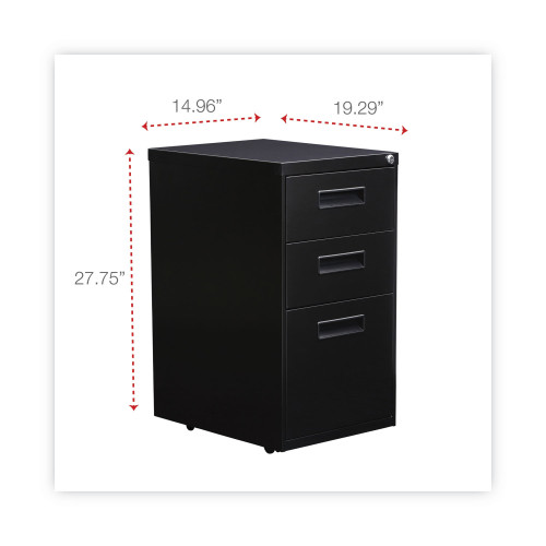 Alera File Pedestal， Left or Right， 3-Drawers: Box/Box/File， Legal/Letter， Black， 14.96