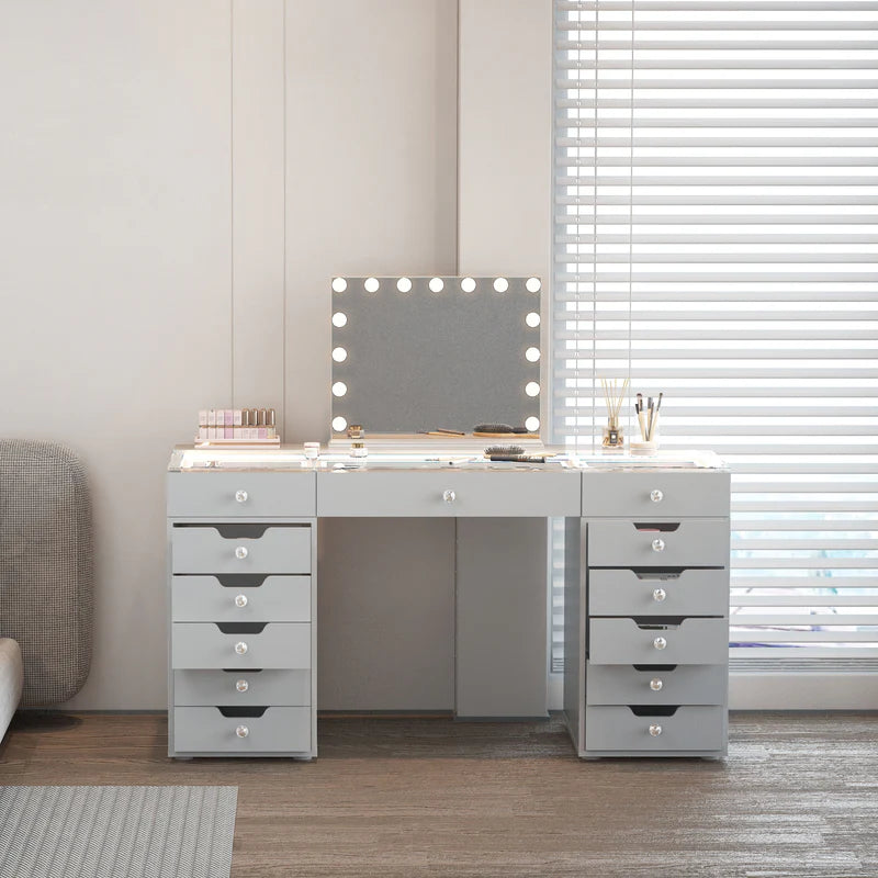 Eva Vanity Desk - 13 Storage Drawers   VNT-EVA-A01-WHT