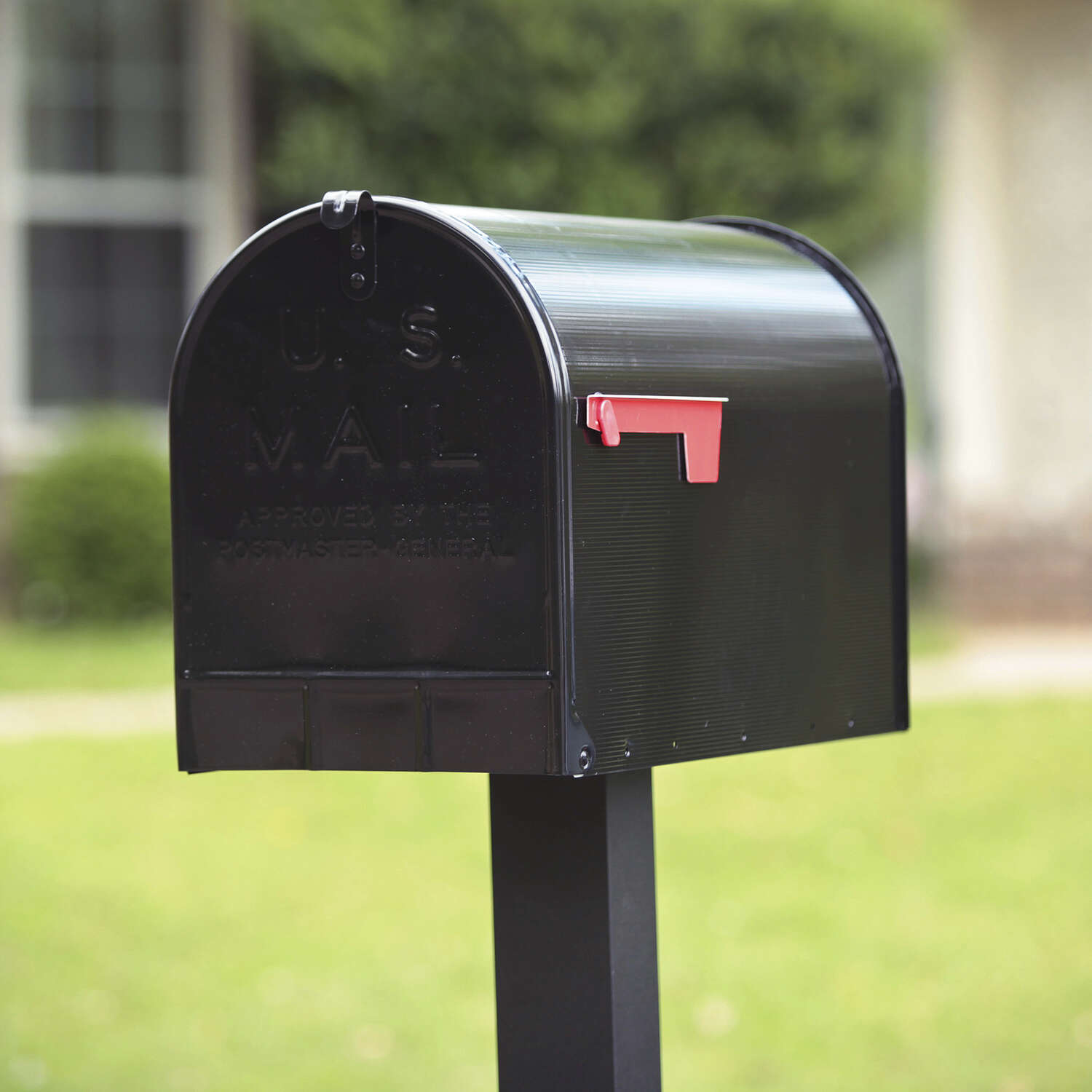 Gibraltar Mailboxes Stanley Jumbo Galvanized Steel Post Mount Black Mailbox