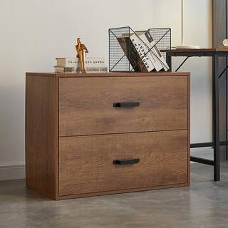 30.31 in. Wide Brown MDF Wood 2-Drawers Lateral Filing Cabinet with Handle Steel Smooth Drawer Runners ZY-W32859184