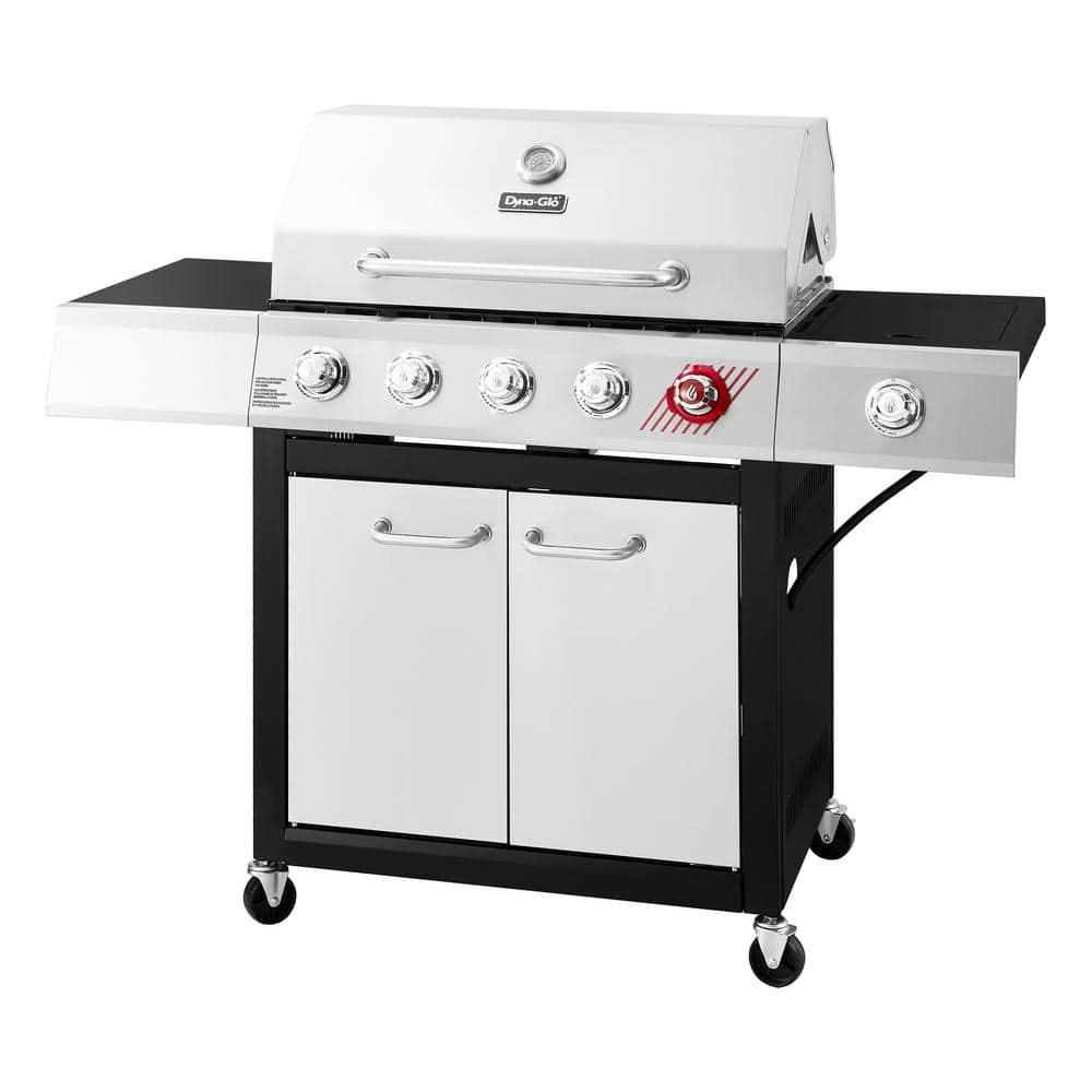 DynaGlo 5Burner Propane Gas Grill in Stainless Steel with TriVantage Multifunctional Cooking System