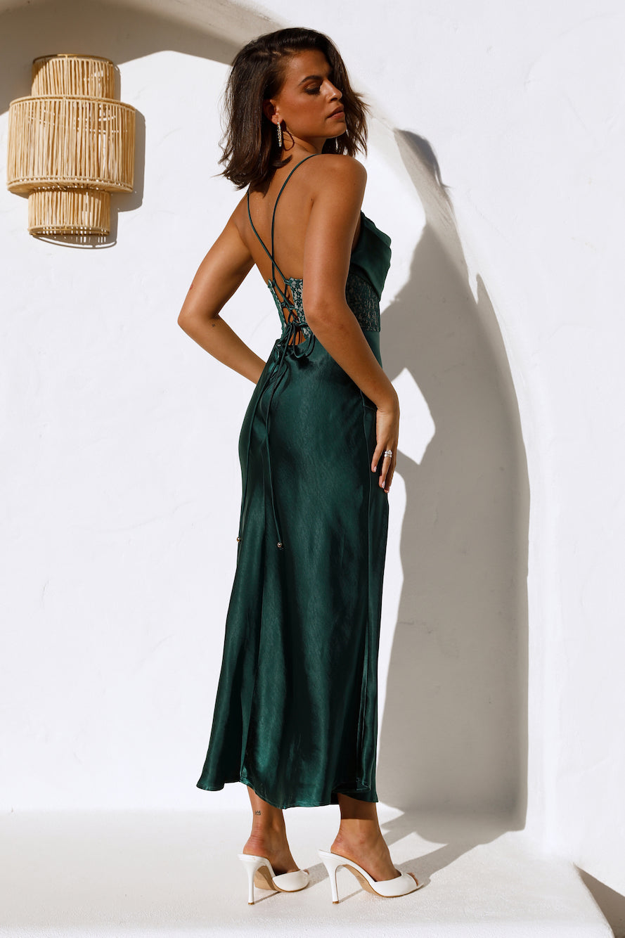 Sipping Waterfalls Midi Dress Green