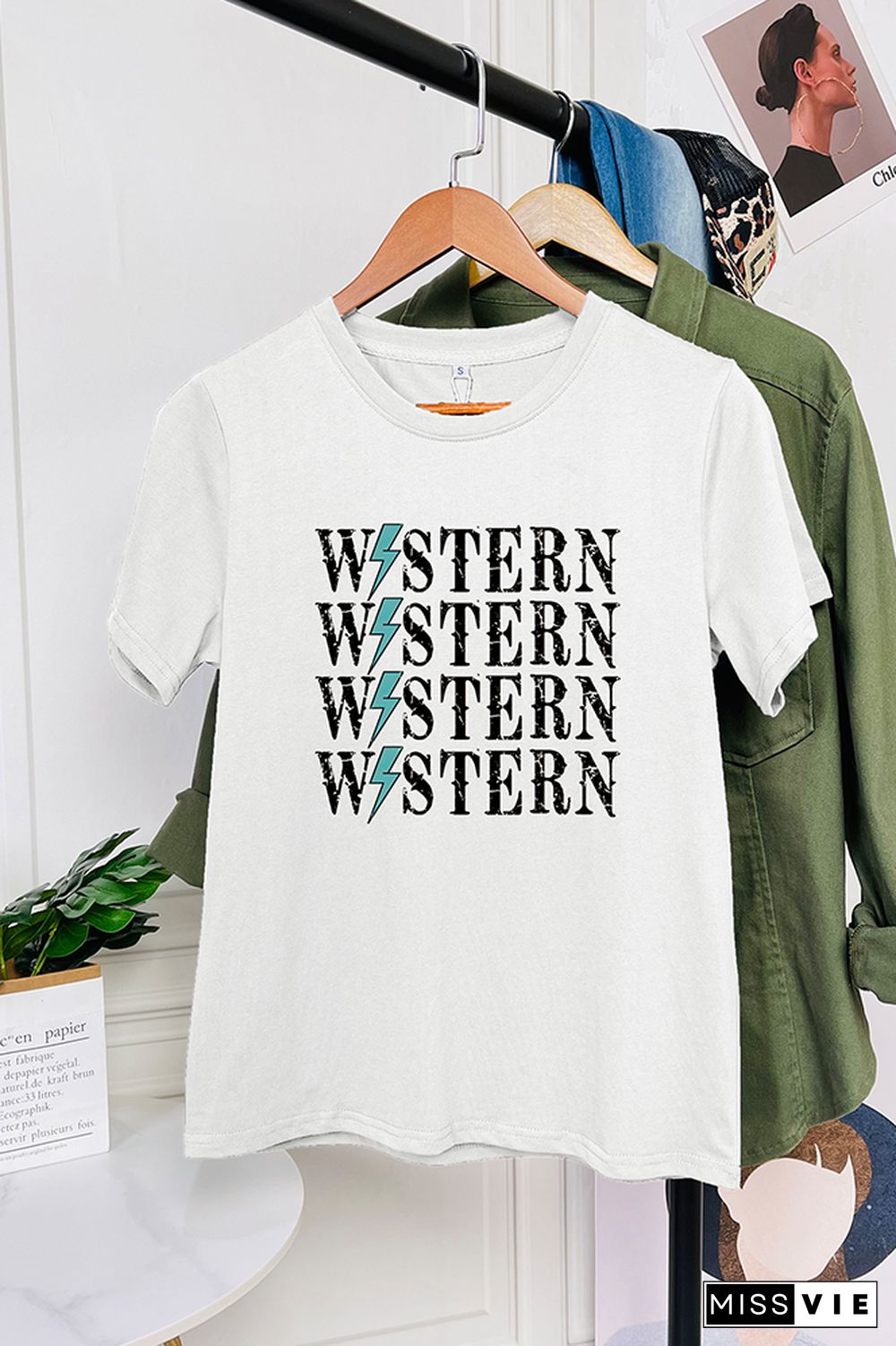 Western lightening Bolt Short Sleeve Graphic Tee Wholesale