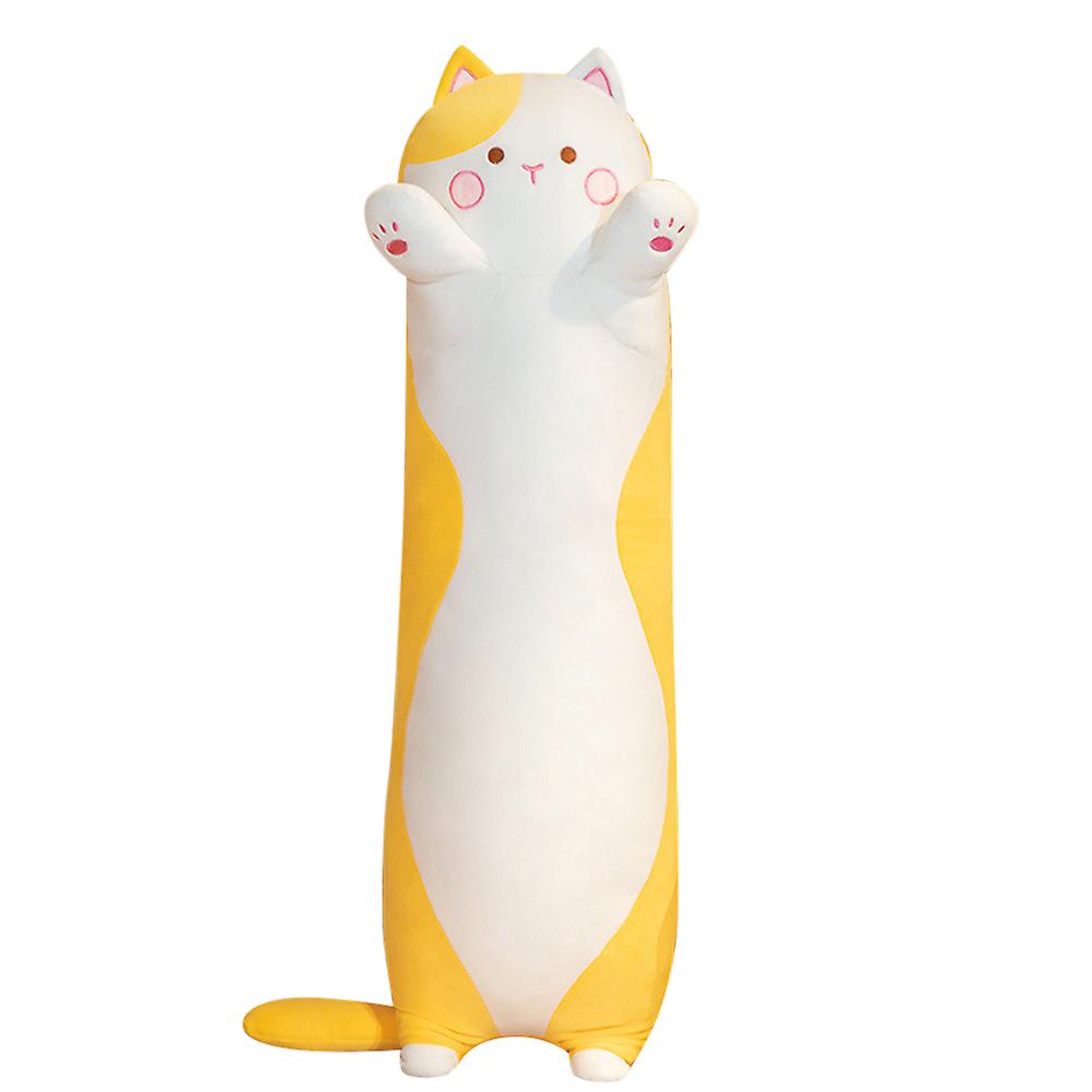 Cute Cat Long Throw Pillow Plush Cushions Cat Plush Stuffed Doll For Children Boys Girls Doll Pillow Black 110cm