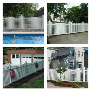 Weatherables Richmond 4 ft. H x 8 ft. W White Vinyl Picket Fence Panel Kit PWPI-3NRSC-4X8