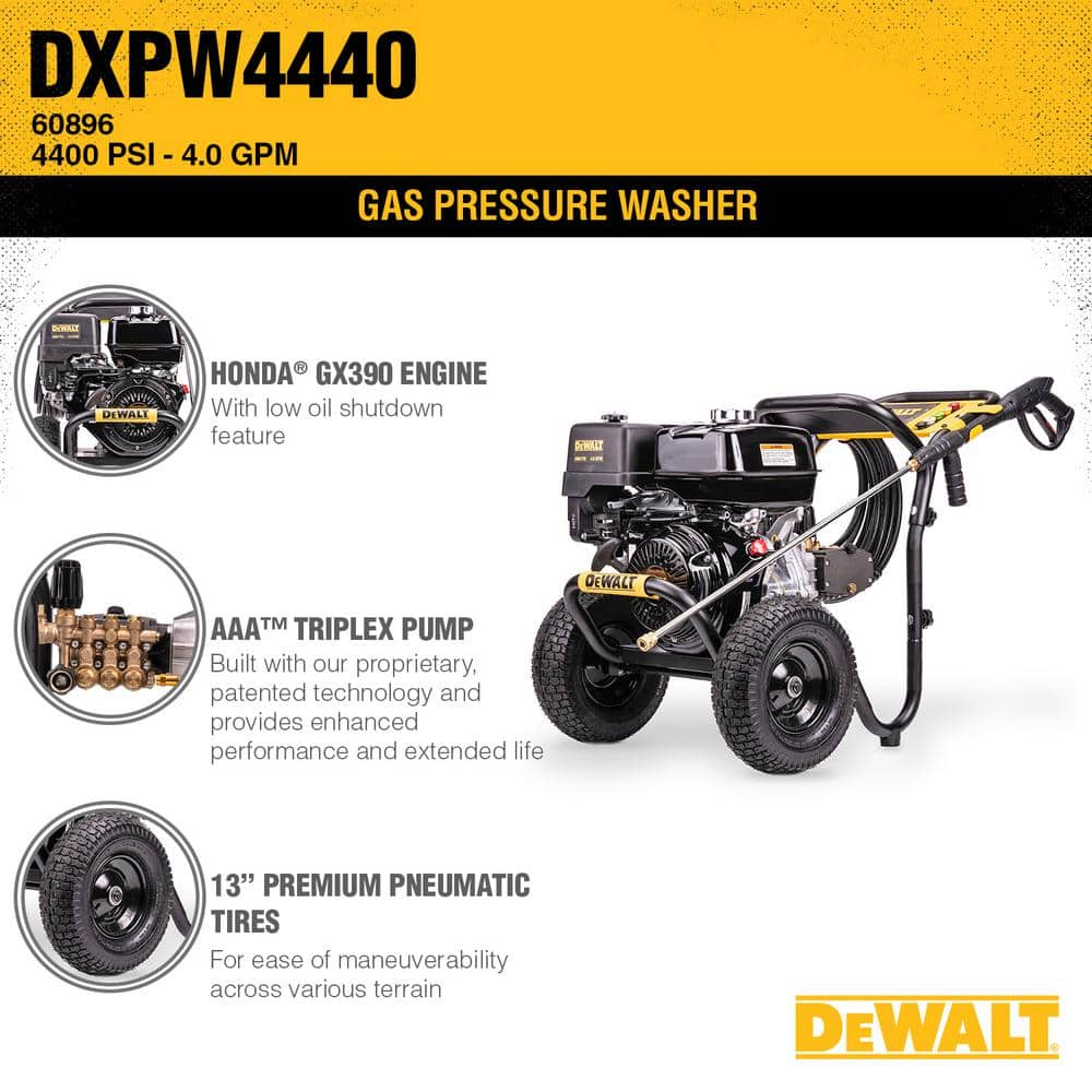 DW 4400 PSI 4.0 GPM Cold Water Gas Pressure Washer with HONDA GX390 Engine (49-State) DXPW4440