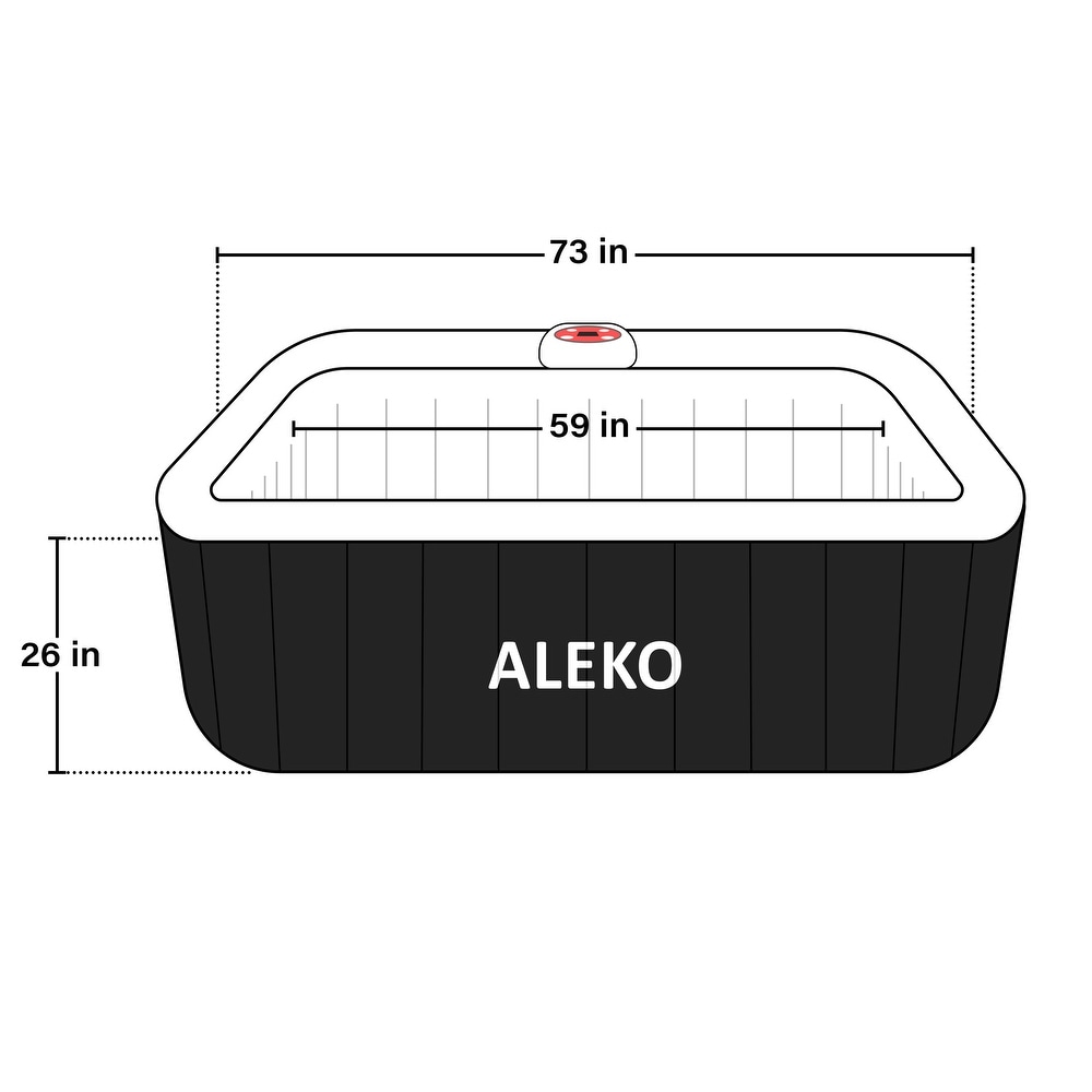 ALEKO Square Inflatable Jetted 6 Person Hot Tub Spa With Cover   Black