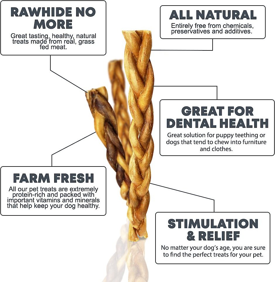 HOTSPOT PETS Thin Braided Premium 6-in Bully Sticks Dog Treats