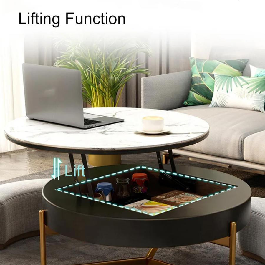 Round Modern Coffee Table With Storage Sintered Stone   Contemporary   Coffee Tables   by Miron Demid LLC  Houzz