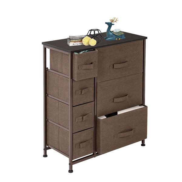 Dresser with 7 Drawers - Furniture Storage Tower Unit for Bedroom, Hallway, Closet, Office Organization - Steel Frame, Wood Top, Easy Pull Fabric Bins (Small)