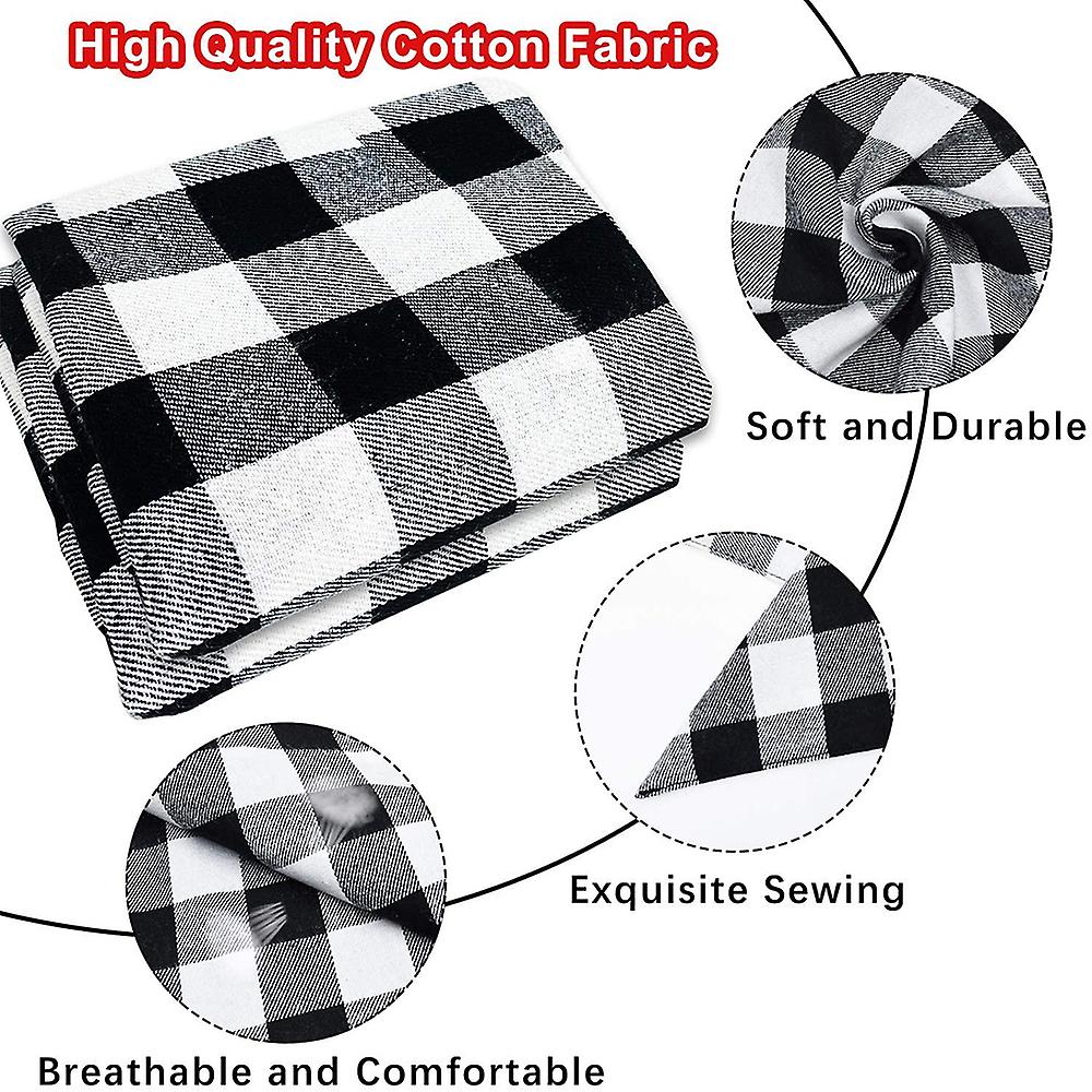 2 Pack Dog Bandana Christmas Classic Plaid Pet Bandana Scarf Triangle Bibs-black And White Large Grid Size S