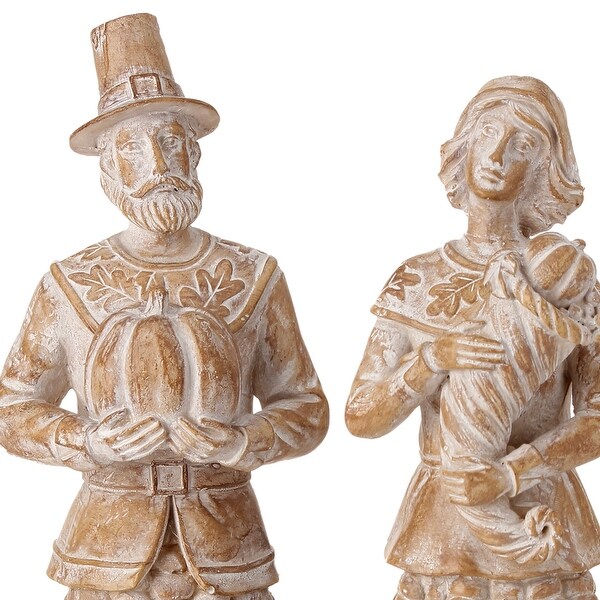 99.5 Resin Pilgrim With Corn Base Set of 2