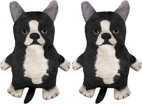 Piggy Poo and Crew Boston Terrier Paper Crinkle Squeaker Toy， 2 count