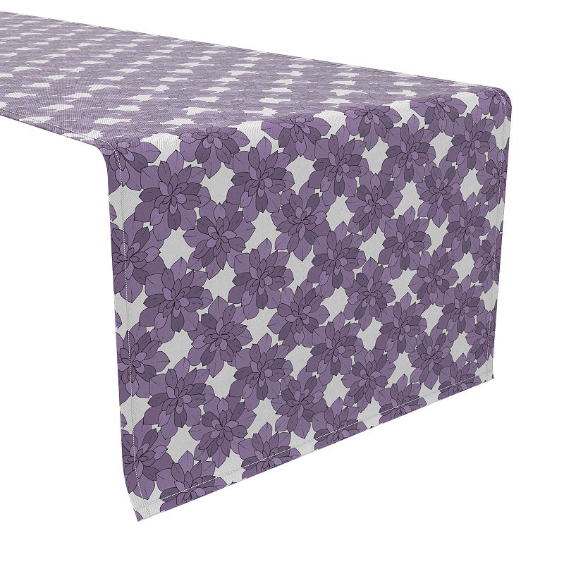 Table Runner， 100% Cotton， 16x72， Purple Floral Succulents