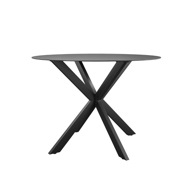 Circi Collection Round Dining Table With Glass Top Black And Charcoal Cosmoliving By Cosmoplitan