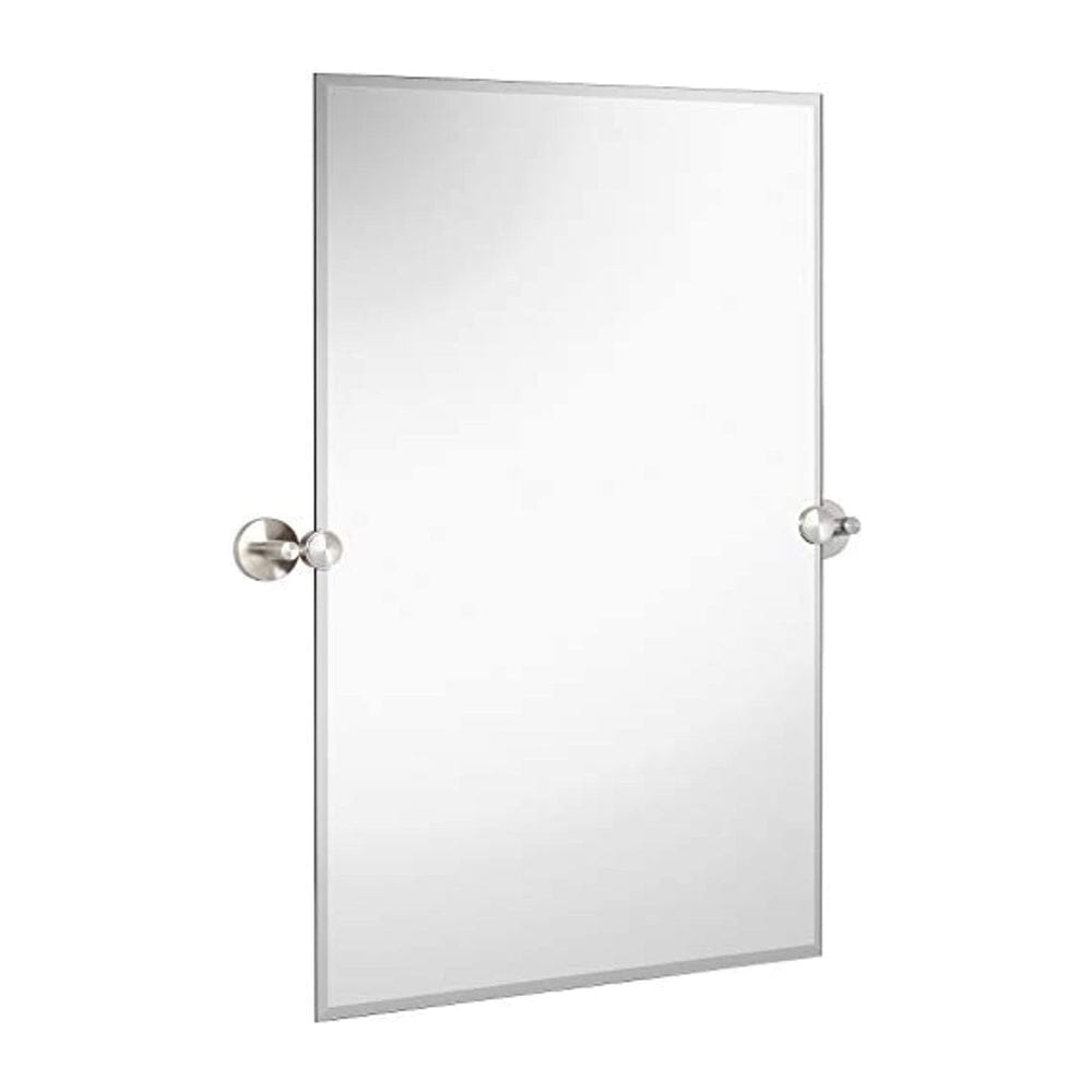 Large Pivot Rectangle Mirror with Brushed Chrome Wall Anchors 20