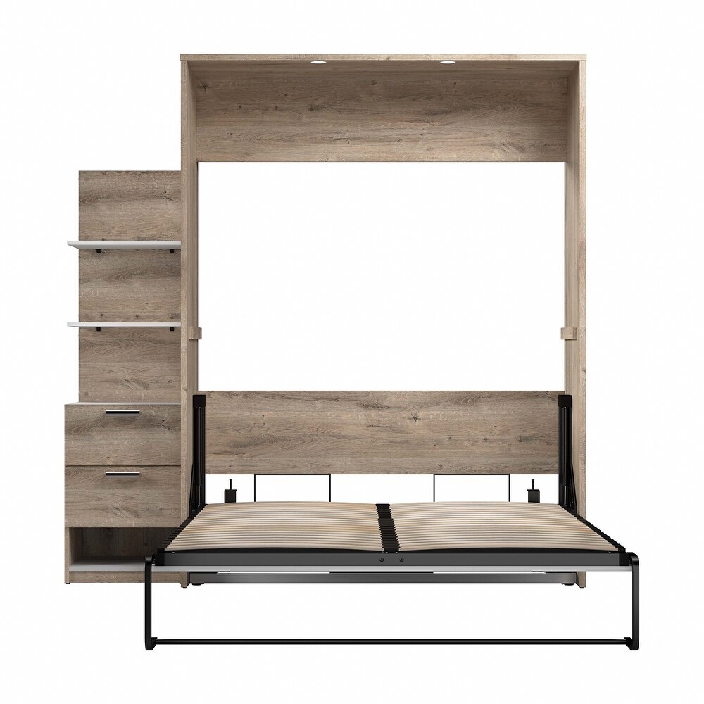 Cielo Queen Murphy Bed with Floating Shelves by Bestar