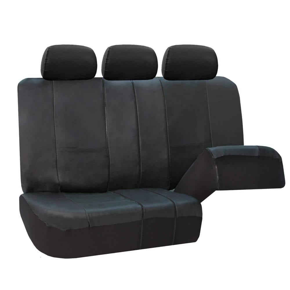 FH Group Premium PU Leather 47 in. x 23 in. x 1 in. Full Set Seat Covers DMPU002BLACK115