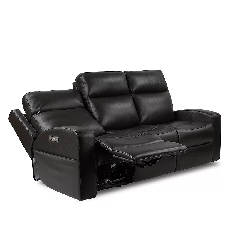 F.c Design Leather Triple Power Sofa With Lumbar Support， Adjustable Headrest And Storage Pocket